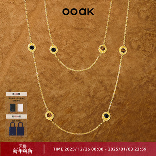 OOAK流金3.0气质典雅编织满圈双色天然石长项链轻奢气质新中式