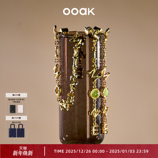 OOAKSimone花园玻璃猫眼耳钉紫猫眼长耳钉复古原创