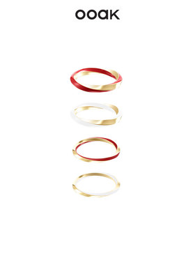 OOAK环绕彩色珐琅粗细叠戴戒指