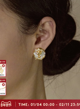 OOAK玫瑰耳钉耳夹项链珍珠耳钉耳环高级百搭饰品简约耳饰法式气质