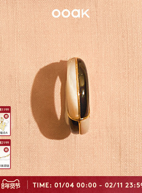 OOAK摩登上海系列复古黑白花砖戒指黑玛瑙白贝母女