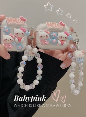 可爱少女心kitty猫适用OPPO enco air4新声版蓝牙耳机壳R4透明Free3卡通R3pro硅胶clip保护套X3保护壳软壳