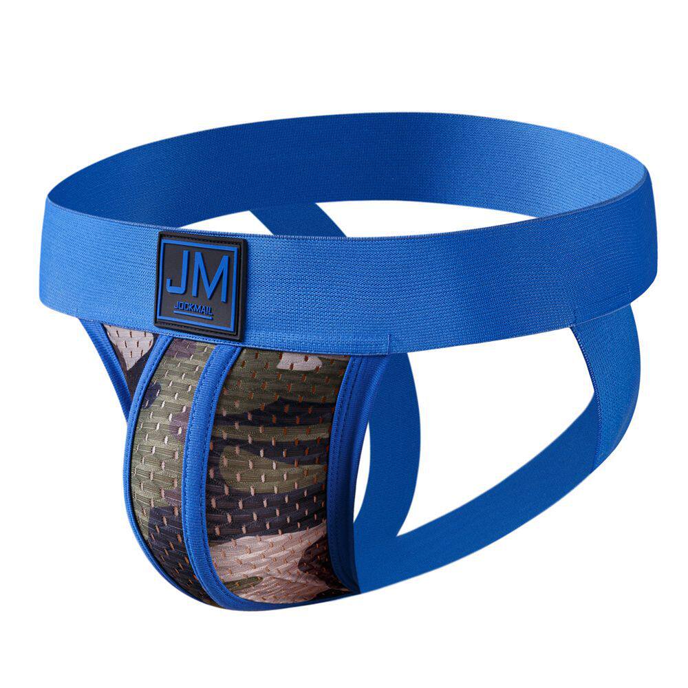 JOCKMAIL男士丁字裤低腰性感迷彩宽腰带印花网孔前囊袋镂空提臀情