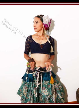 ATS肚皮舞choli2018年精品韩国蕾丝大圆领露背五分袖上衣DDX02