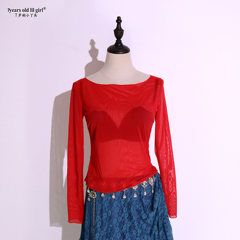 肚皮舞上衣女德国水纱长袖夏装薄款半透明罩衫热卖 DII02