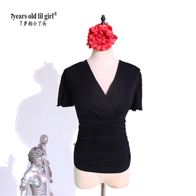 进口人棉双侧抽皱上衣