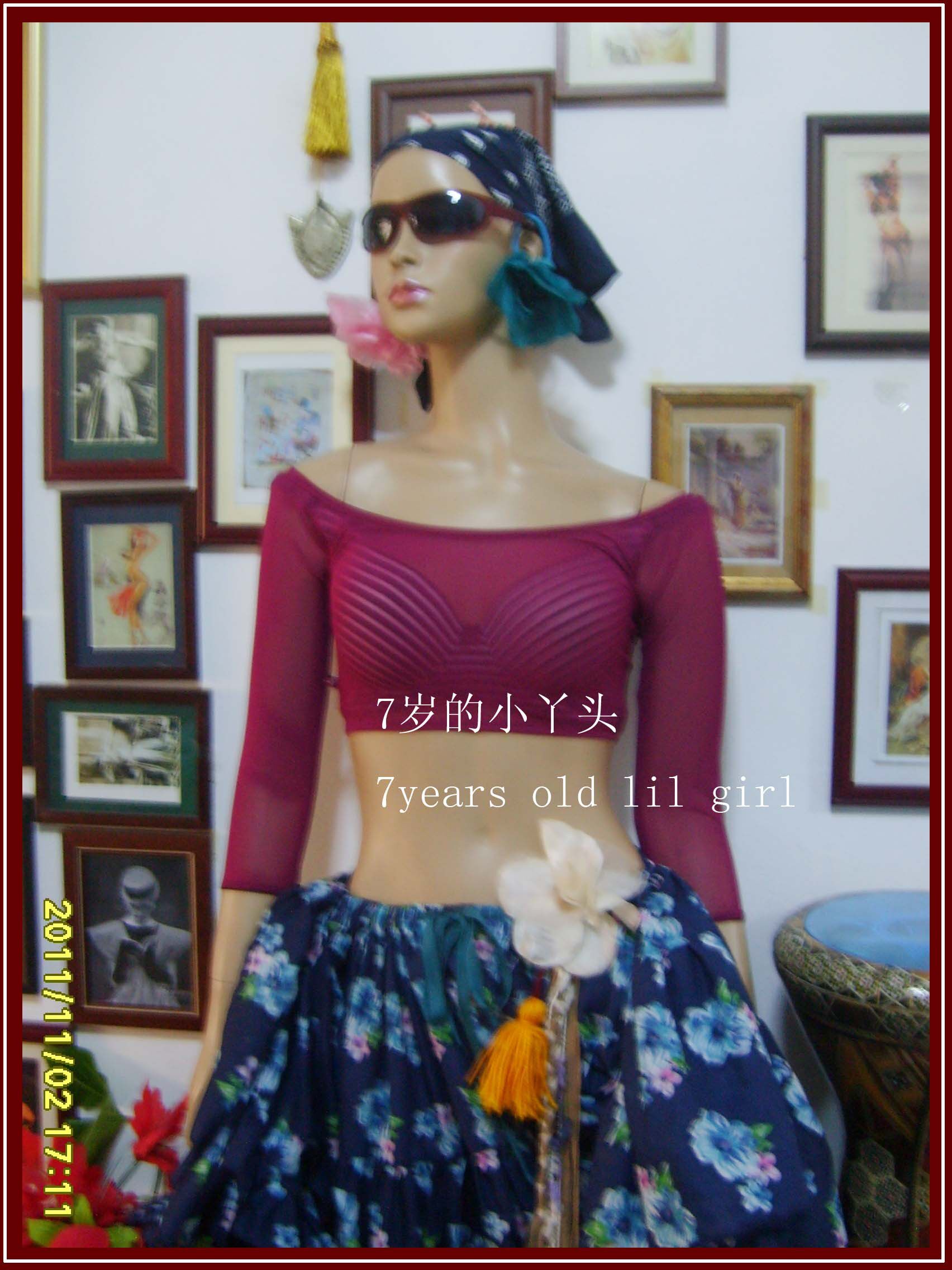 肚皮舞瑜伽品牌设计上衣秋冬网纱台湾水纱无肩中袖小丫原创 CP05