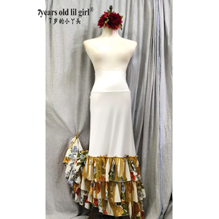 弗拉门戈舞裙练习佛朗明哥鱼尾裙品牌设计挪威麻流苏荷叶边 EKK29