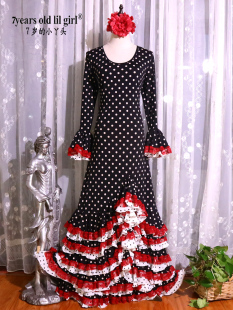 定制Flamenco弗拉门戈西班牙高弹力连衣裙演出春服舞裙GM02