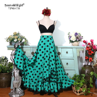 Flamenco西班牙弗拉门戈舞裙波点圆点多层荷叶边大摆裙多色MM05