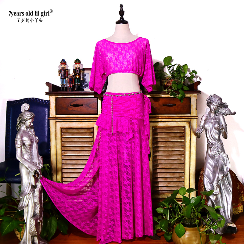 7yearsoldlilgirl肚皮舞蕾丝套装2024秋冬演出服舞蹈服热卖EX82