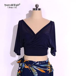 舞蹈服热销肚皮舞2023新款 上衣EBB21 进口水纱波点圆点蝙蝠袖