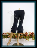 弹力棉翻腰荷叶边7分裤 子打底裤 品牌设计AH13 部落裤 肚皮舞下装