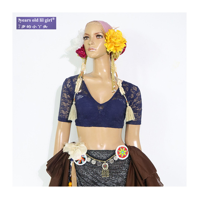 ATS肚皮舞上衣choli2019秋冬新款韩国蕾丝V领露背BE25BE29