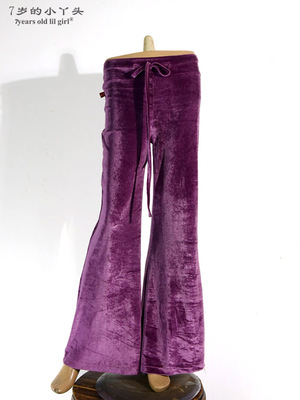 7yearsoldlilgirl品牌设计肚皮舞瑜伽练功服秋冬丝绒微喇叭裤FD18