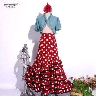 舞蹈服热销Flamenco佛拉门戈西班牙舞裙包臀荷叶边裙红色GZ07