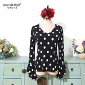 7yearsoldlilgirl西班牙弗拉门戈高弹力黑白波点圆点上衣GLL12