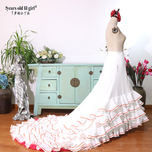 订做舞蹈服Flamengo弗拉门戈长尾裙BATA演出服西班牙舞服CWQ48