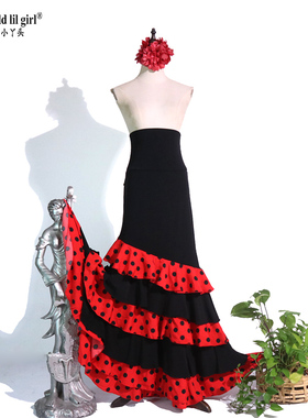 舞蹈服Flamenco佛拉门戈西班牙舞裙高弹高腰包臀六层荷叶边裙GZ18
