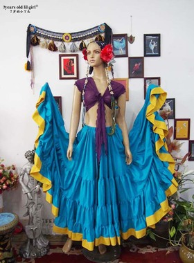 ATS肚皮舞热销佛朗明哥舞4层20米全棉大圆裙 9EX33