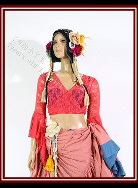 舞蹈服热销芭蕾舞肚皮舞 练功韩国蕾丝7分尖喇叭袖上衣 DI55