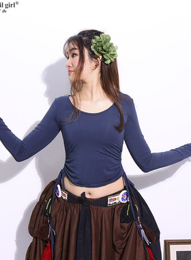 7yearsoldlilgirl肚皮舞2025秋冬新款莫代尔人棉抽皱上衣GTT03