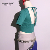 2021秋冬新款 上衣ELL11 上市ATS肚皮舞弹力棉V领露背短袖