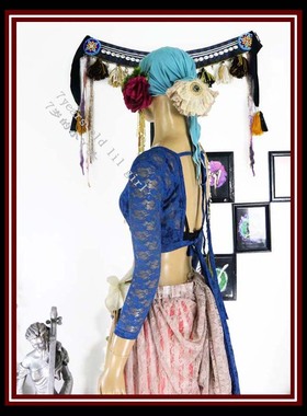 ATS部落肚皮舞热销长袖韩国蕾丝V领露背中袖choli上衣DQ147