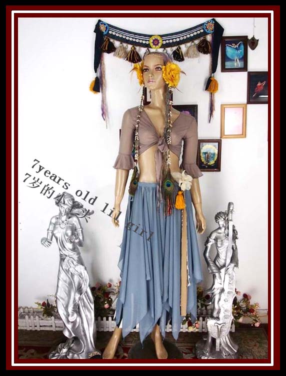 部落肚皮舞长袖台湾水沙小喇叭袖上衣原创设计经典CD72