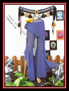 肚皮舞 裤子新款上市台湾水沙小屁帘高侧衩荷叶边喇叭裤 GC50