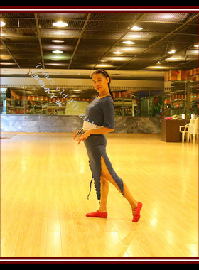 肚皮舞练功服2019新款套装进口 莫代尔人棉抽皱斜裙BQ115