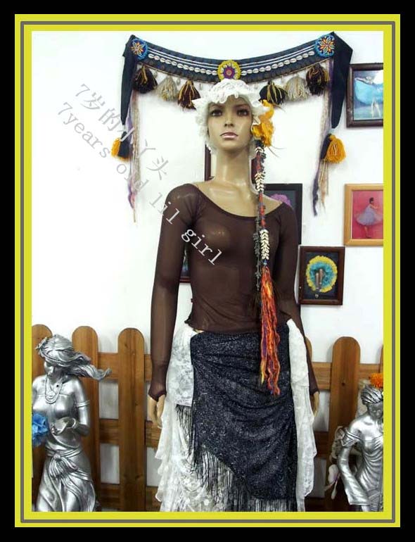 肚皮舞2019 新款 台湾水沙小长身无肩扣指上衣 CH92