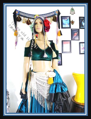 ATS部落肚皮舞热销台湾丝绒V领露背开肩短袖choli上衣FB55