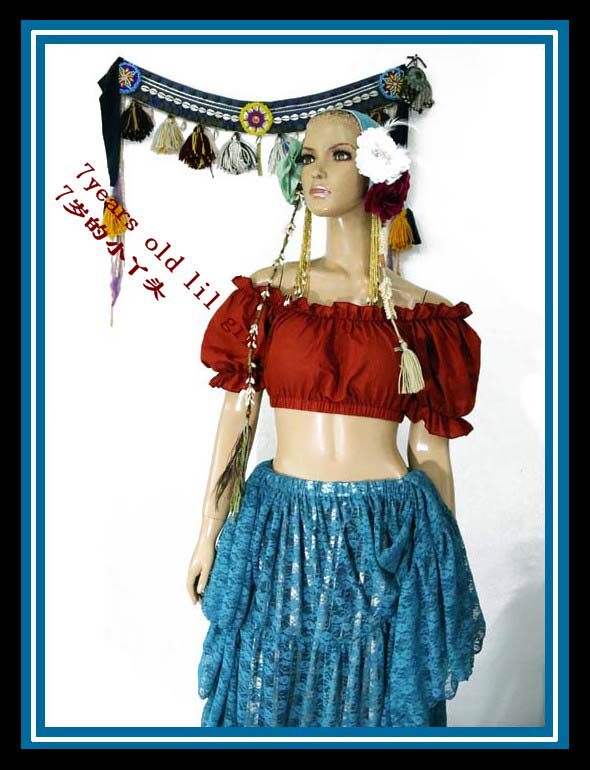 部落肚皮舞2019春夏新款热销西米亚全棉泡泡短袖上衣 T39