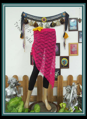 2019新款上市肚皮舞表演台湾蕾丝欧式包臀抽皱胯裙BQ212