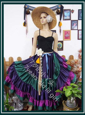 西班牙佛朗明哥吉普赛肚皮舞法国雪绸4层20米大群品牌设计9EX43