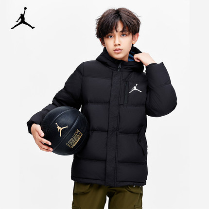 NIKE AJ Jordan耐克24冬新款男童加厚羽绒服中大童中长款保暖外套
