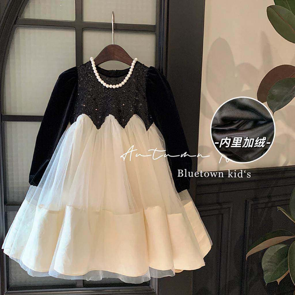 英国Next Naive女童连衣裙秋冬2025新款洋气礼服女孩加绒加厚公主