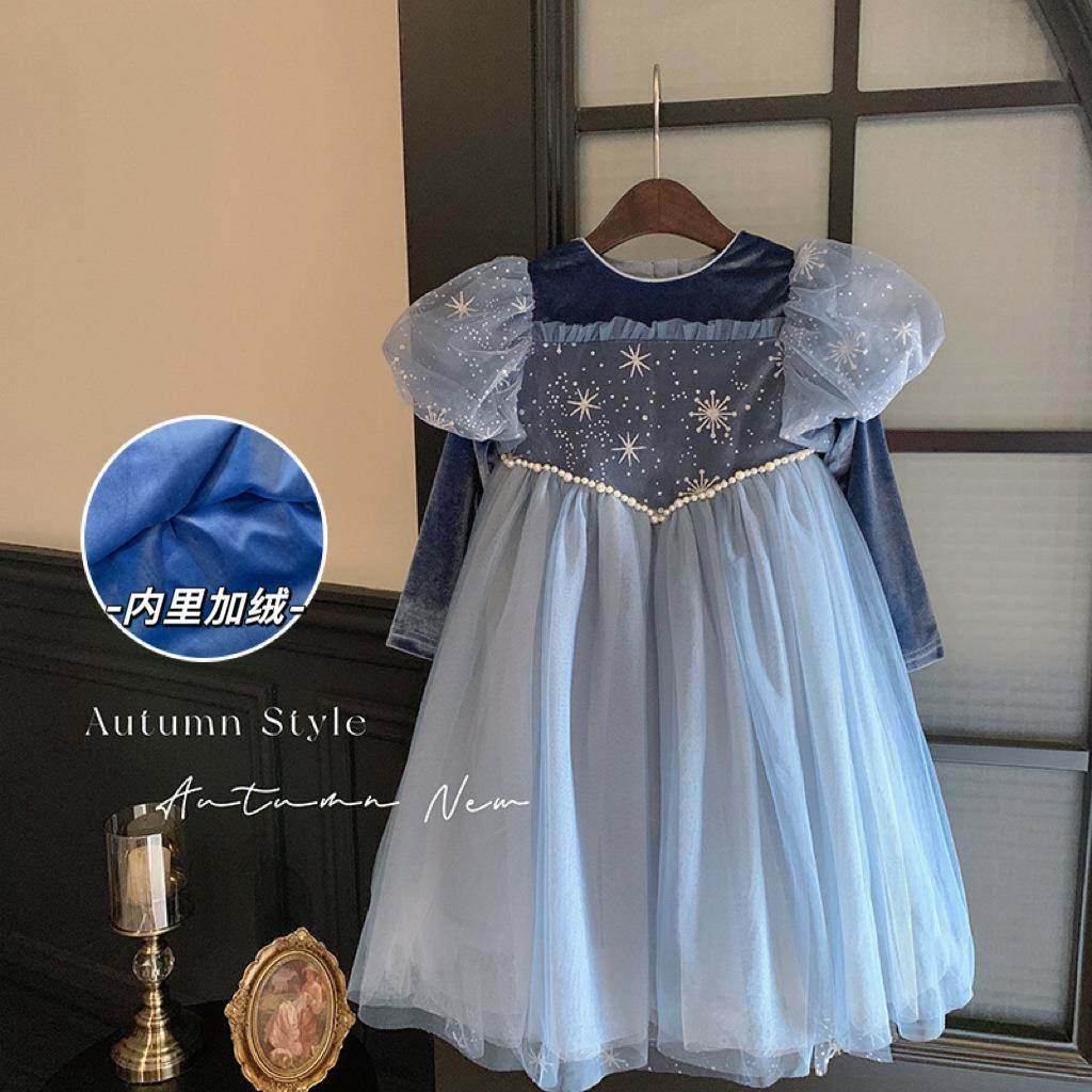 英国Next Naive女童发光公主裙2025年秋冬加绒儿童女孩礼服宫廷风