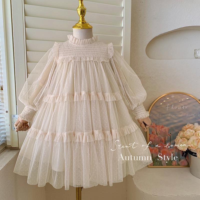 英国Next Naive女童连衣裙秋款2025新款儿童女宝宝洋气蕾丝拼接款