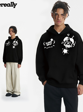 supereally  美式复古卡通狗狗印花宽松休闲百搭可爱男女同款卫衣