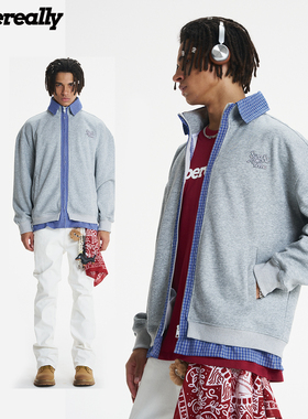 SUPEREALLY 陈述一陈少熙同款刺绣假两件格子结构设计美式卫衣
