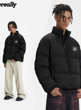 Supereally休闲风简约百搭冬季宽松保暖立体男女同款立领棉服外套