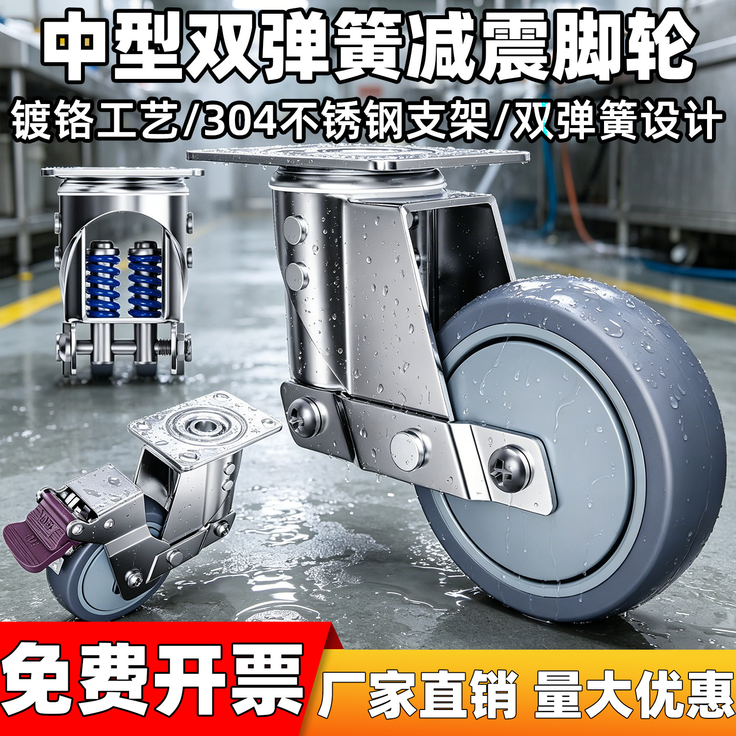 测试推荐减震脚轮万向带刹车