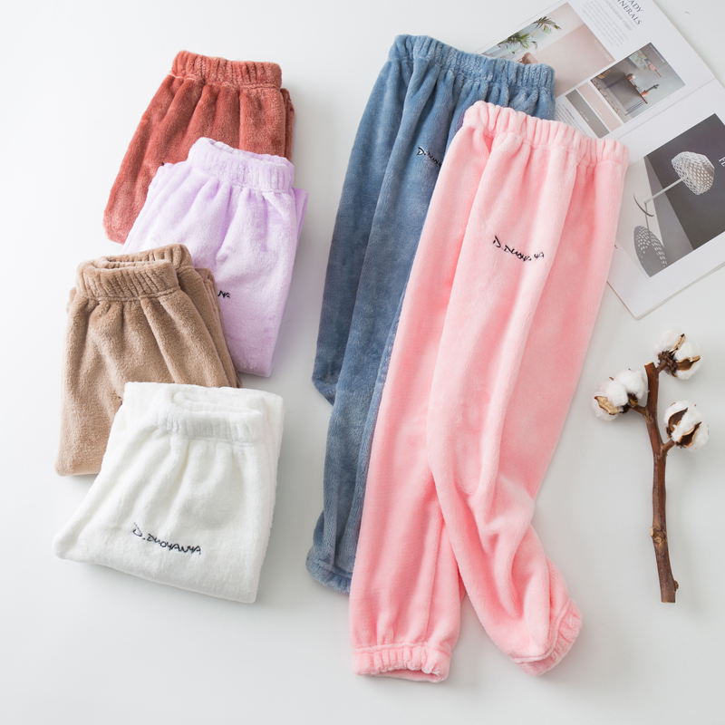 法兰绒暖暖裤加厚珊瑚绒睡裤