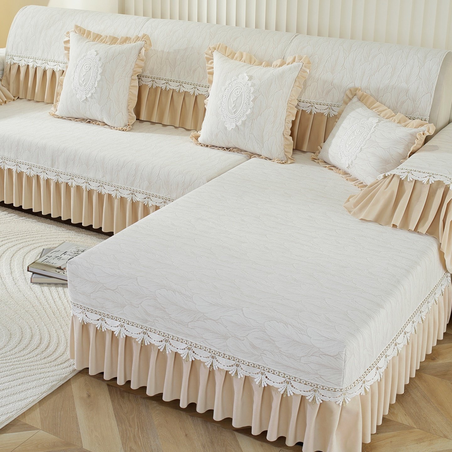 欧式高档沙发垫布艺防滑雪尼尔沙发套罩贵妃全包定做纯色四季通用