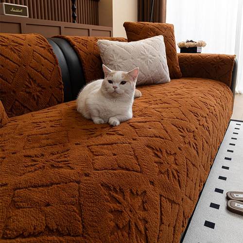 舒棉绒沙发垫毛绒沙发套罩秋冬季
