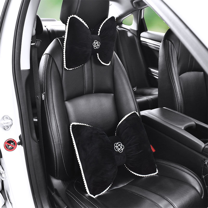 蝴蝶结汽车头枕腰靠女靠垫腰垫