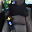 汽车头枕护颈枕车内用靠枕可爱卡通煤球黑色绒毛冬季短护肩套装饰