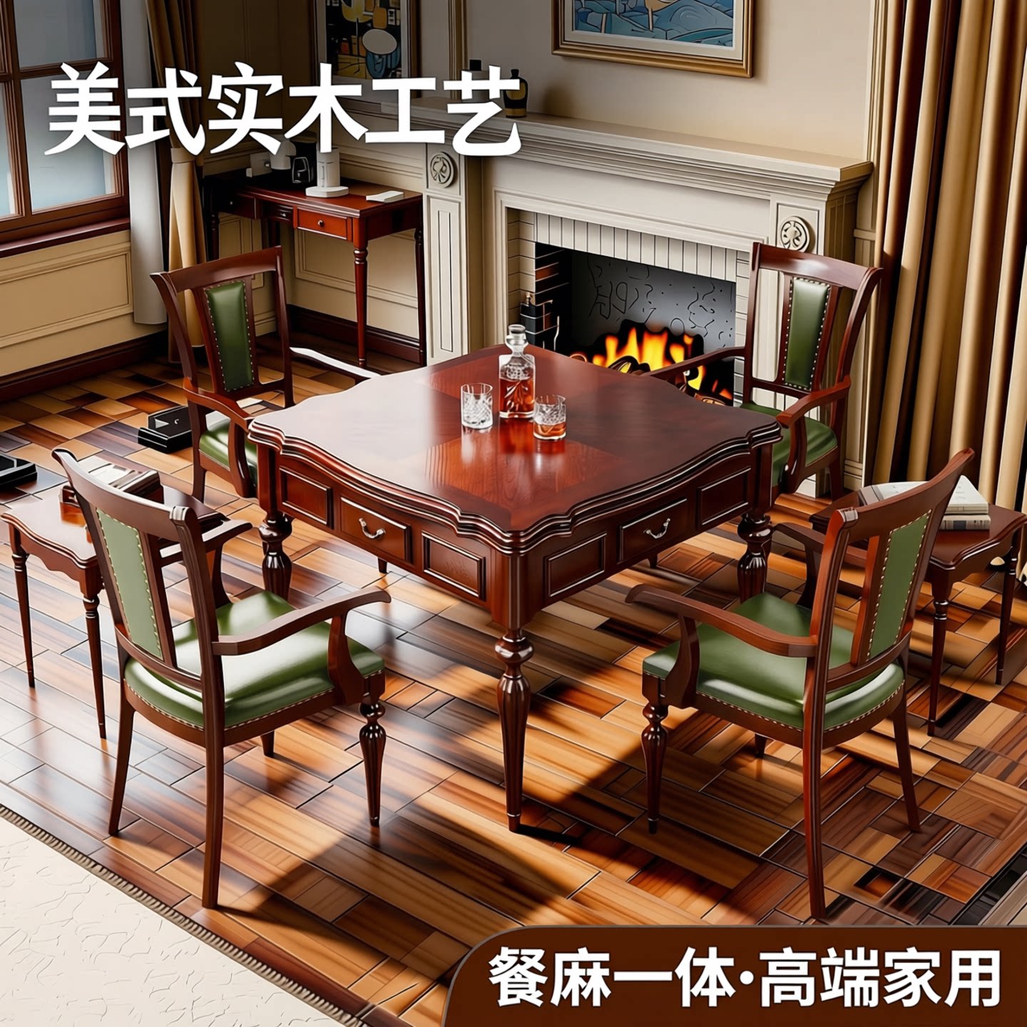 美式麻将机全自动餐桌两用麻将桌高档实木家用高端餐麻一体机新款